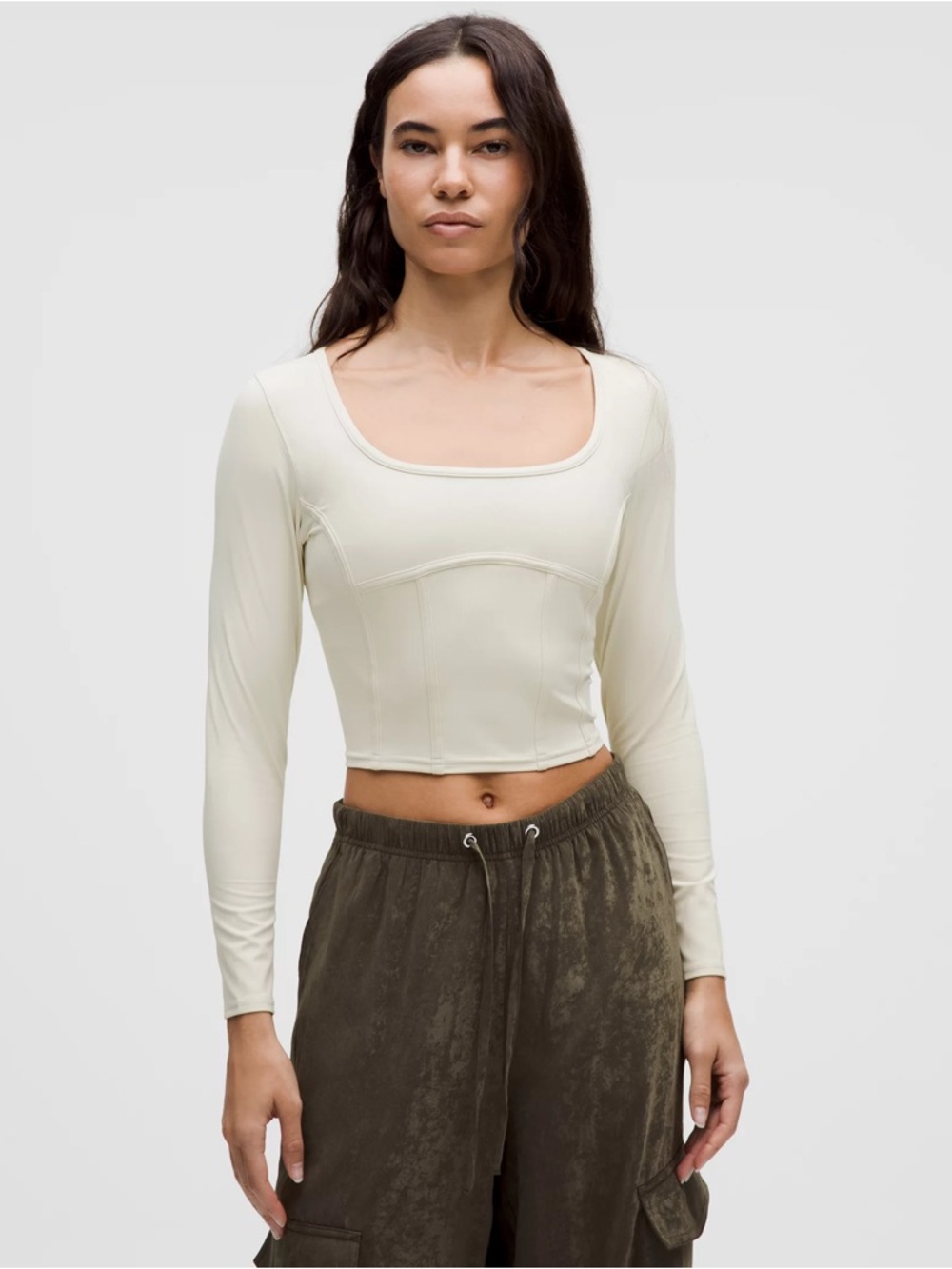 Lululemon Waist-Seamed Nulu Long-Sleeve Shirt - Bone Off-White Top